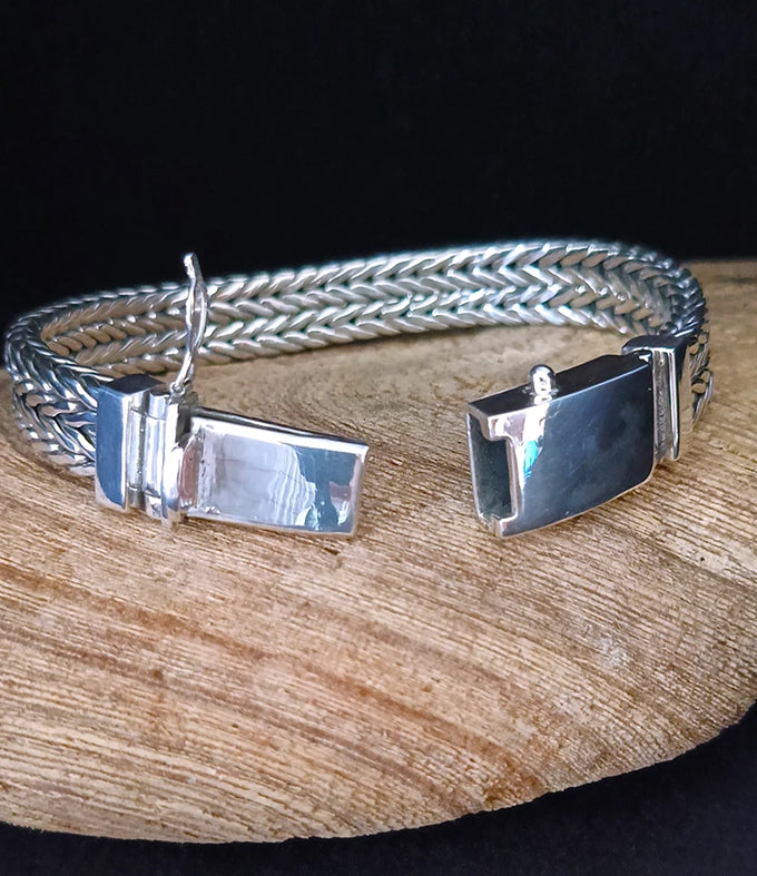 Heavy 999 Pure Silver Bracelet , 16mm Foxtail Chain, Custom Engraving