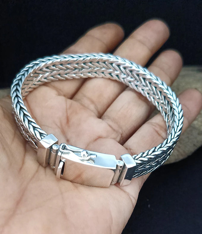 Heavy 999 Pure Silver Bracelet , 16mm Foxtail Chain, Custom Engraving