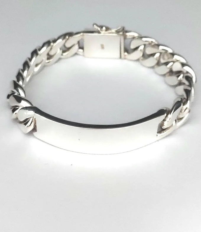 Handmade 999 Silver Figaro Bracelet - Personalized Mens Jewelry