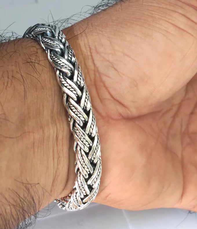 Handmade 999 Silver Foxtail Bracelet - 10mm Rope silver Chain