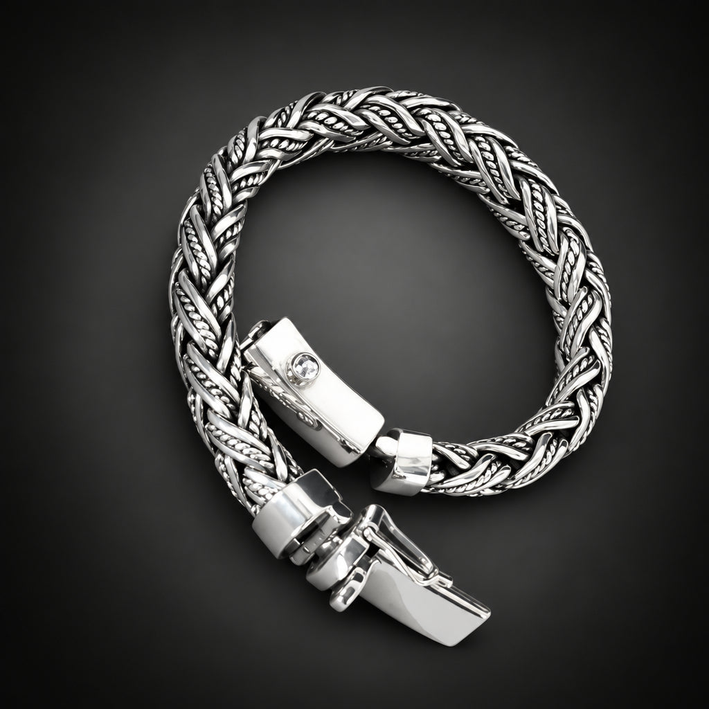 Handmade 999 Silver Foxtail Bracelet - 10mm Rope silver Chain