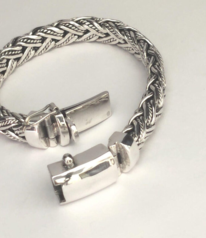 Handmade 999 Silver Foxtail Bracelet - 10mm Rope silver Chain