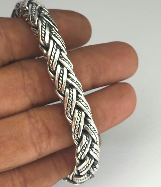 Handmade 999 Silver Foxtail Bracelet - 10mm Rope silver Chain