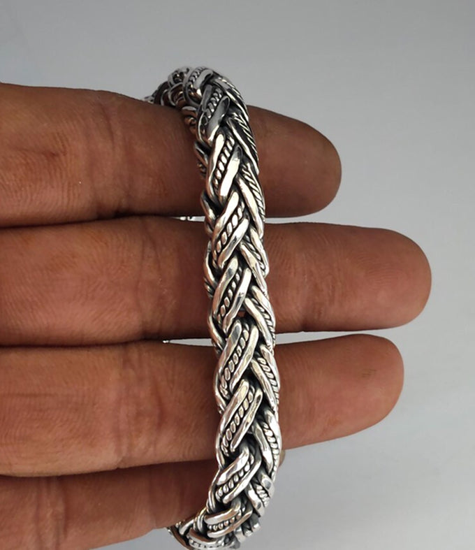 Handmade 999 Silver Foxtail Bracelet - 10mm Rope silver Chain