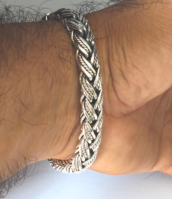 Handmade 999 Silver Foxtail Bracelet - 10mm Rope silver Chain
