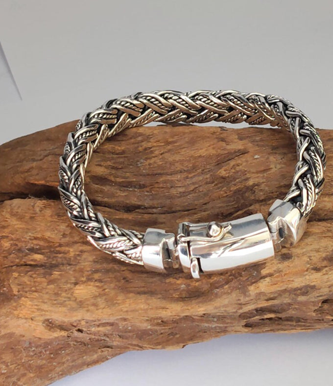 Handmade 999 Silver Foxtail Bracelet - 10mm Rope silver Chain