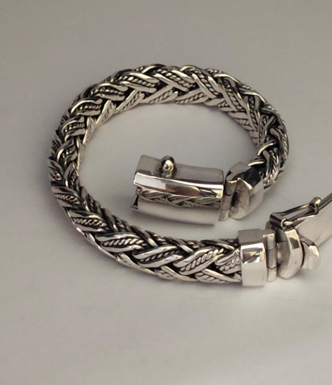 Handmade 999 Silver Foxtail Bracelet - 10mm Rope silver Chain