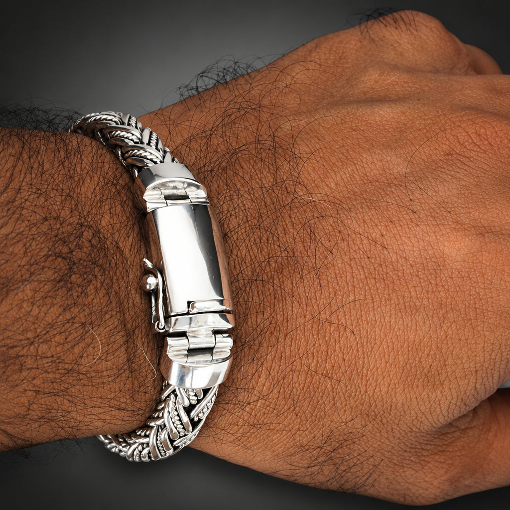 Handmade 999 Silver Foxtail Bracelet - 10mm Rope silver Chain
