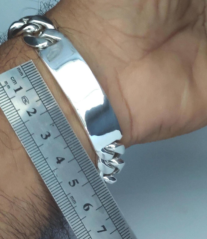 999 Silver Figaro Chain Bracelet: Custom Engraved Mens Jewelry