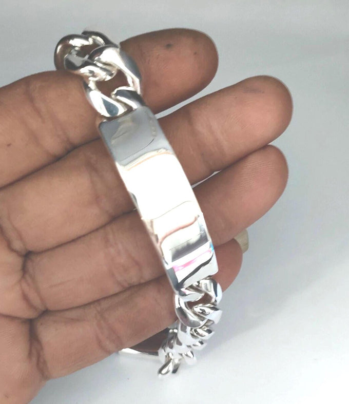 999 Silver Figaro Chain Bracelet: Custom Engraved Mens Jewelry