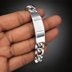 999 Silver Figaro Chain Bracelet: Custom Engraved Mens Jewelry