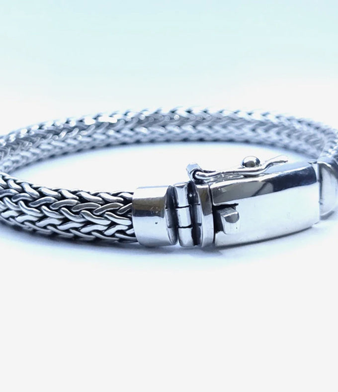 999 Solid Silver Foxtail Bracelet - Handmade Wheat Chain