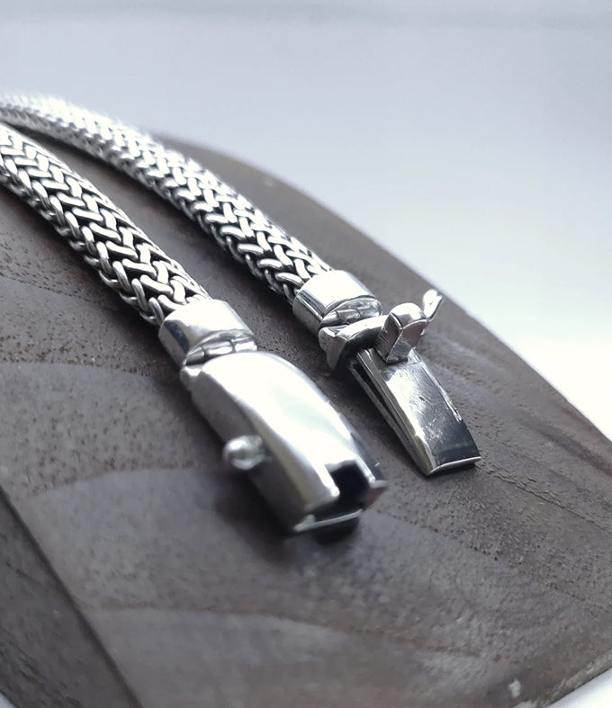 999 Solid Silver Foxtail Bracelet - Handmade Wheat Chain