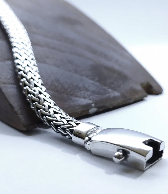 999 Solid Silver Foxtail Bracelet - Handmade Wheat Chain