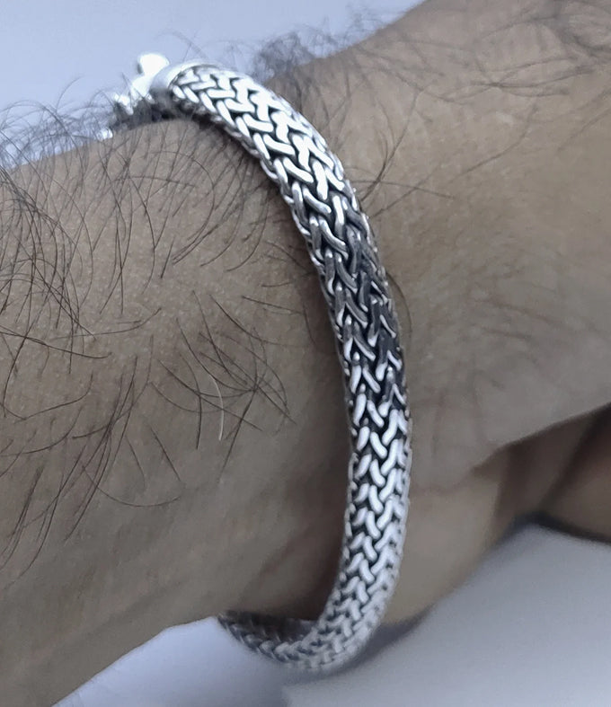 999 Solid Silver Foxtail Bracelet - Handmade Wheat Chain