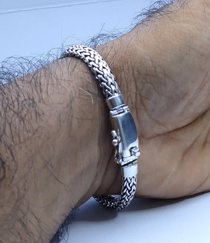 999 Solid Silver Foxtail Bracelet - Handmade Wheat Chain