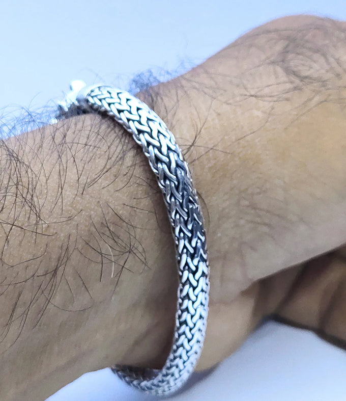 999 Solid Silver Foxtail Bracelet - Handmade Wheat Chain