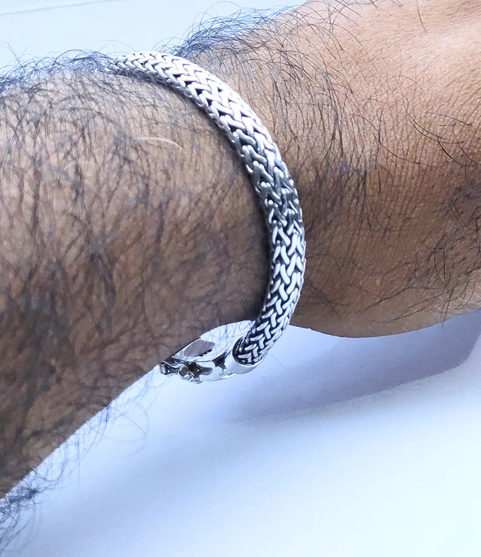 999 Solid Silver Foxtail Bracelet - Handmade Wheat Chain