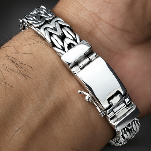 10mm 999 Pure Silver Byzantine Chain Bracelet for Men