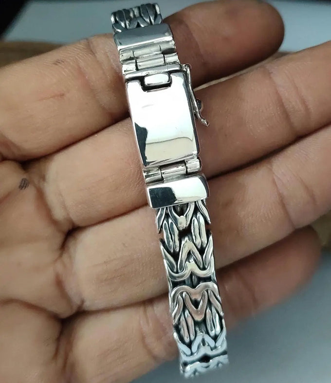 999 Pure Silver Byzantine Chain Bracelet - Mens 10mm