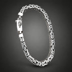 10mm 999 Pure Silver Byzantine Chain Bracelet for Men