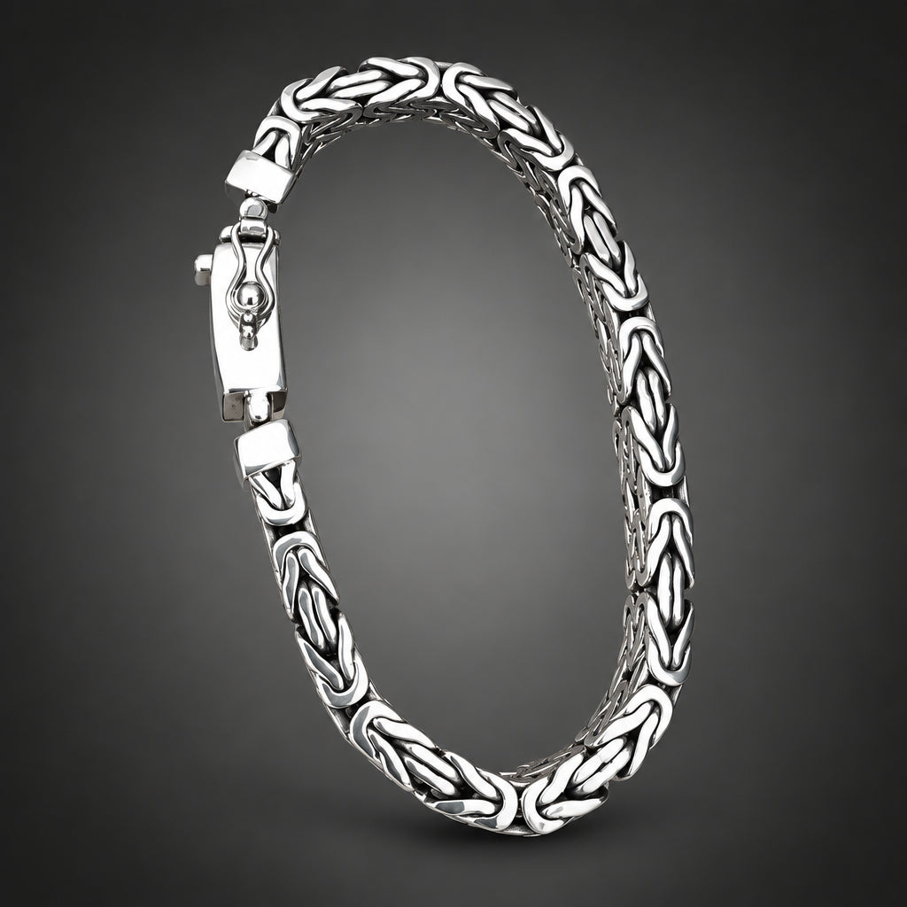 10mm 999 Pure Silver Byzantine Chain Bracelet for Men
