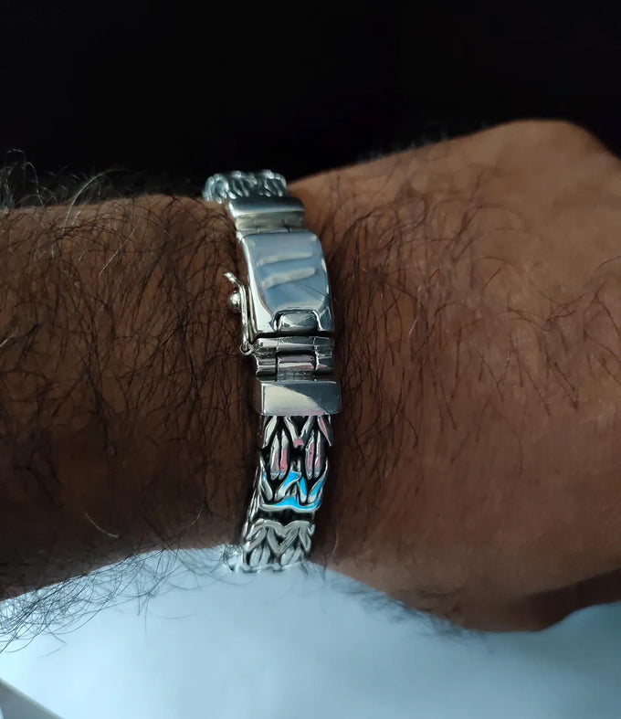 999 Pure Silver Byzantine Chain Bracelet - Mens 10mm