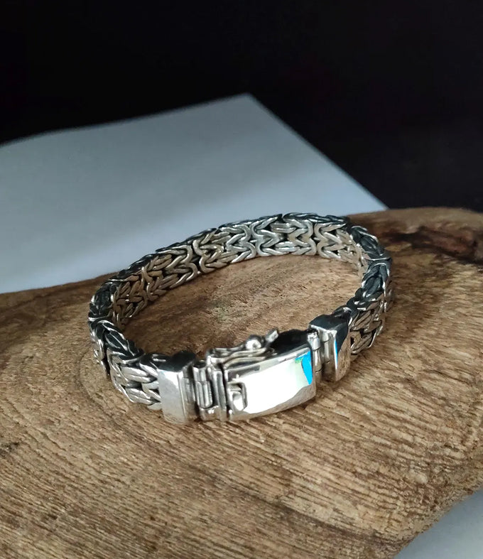 999 Pure Silver Byzantine Chain Bracelet - Mens 10mm
