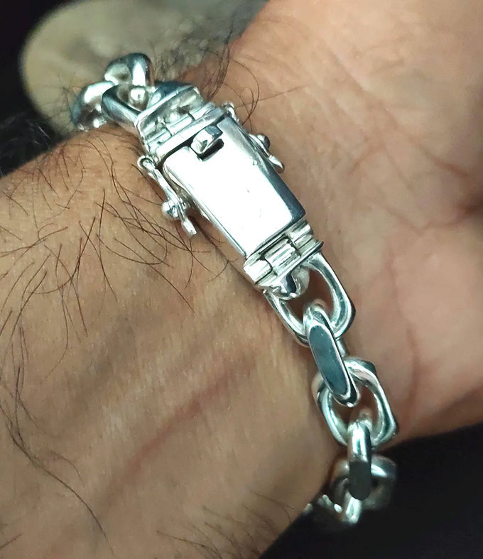 Handmade 999 Silver Anchor Bracelet - Heavy Chain for Men