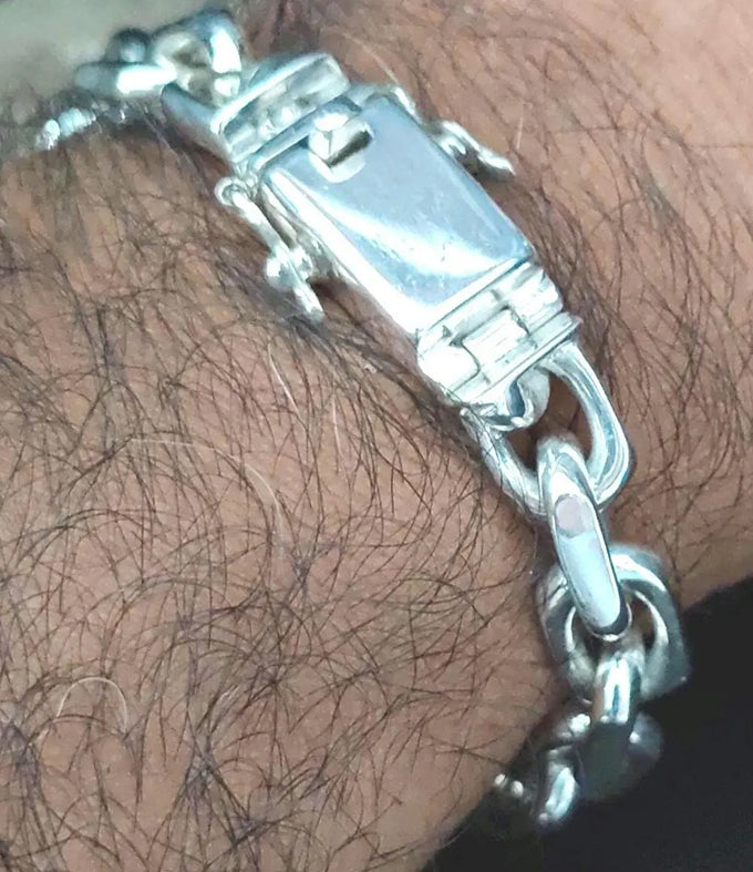 Handmade 999 Silver Anchor Bracelet - Heavy Chain for Men