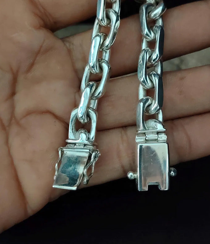 Handmade 999 Silver Anchor Bracelet - Heavy Chain for Men