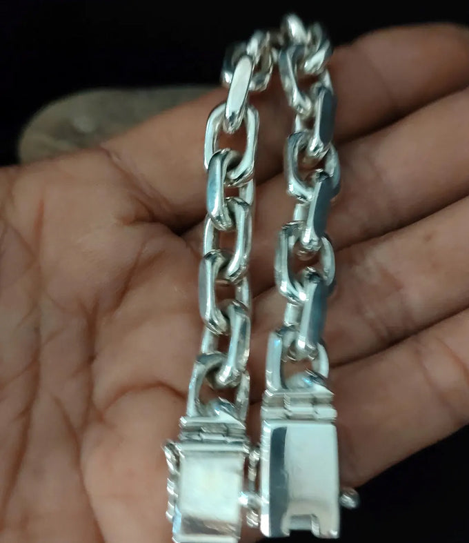 Handmade 999 Silver Anchor Bracelet - Heavy Chain for Men