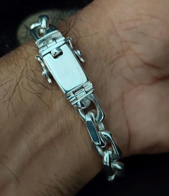 Handmade 999 Silver Anchor Bracelet - Heavy Chain for Men