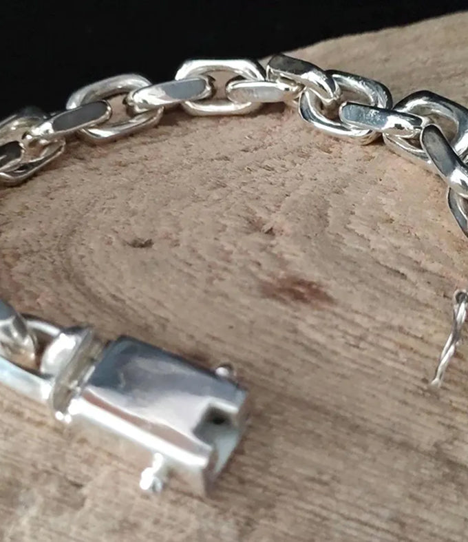 Handmade 999 Silver Anchor Bracelet - Heavy Chain for Men
