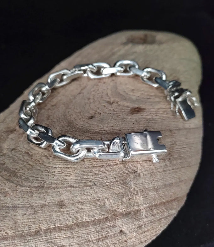 Handmade 999 Silver Anchor Bracelet - Heavy Chain for Men
