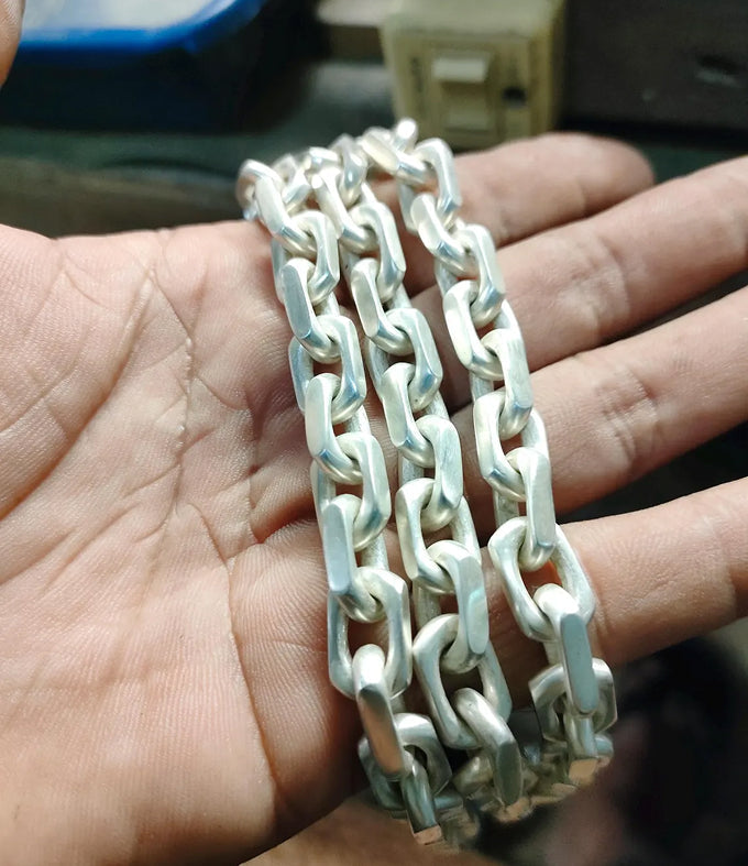 Handmade 999 Silver Anchor Bracelet - Heavy Chain for Men