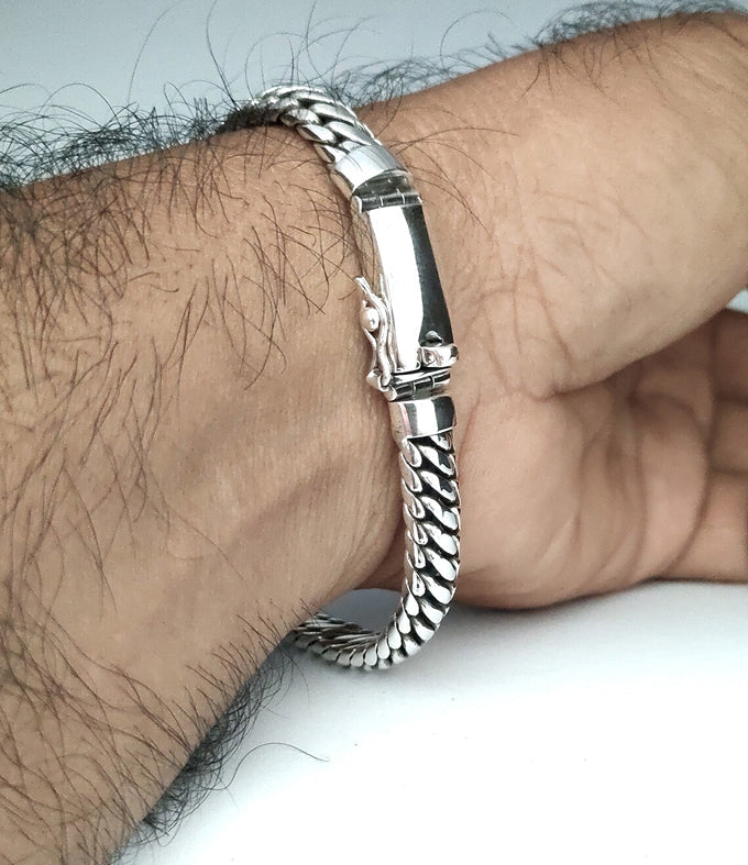 999 silver chain, woven snake bracelet, handmade jewelry, Custom engraving