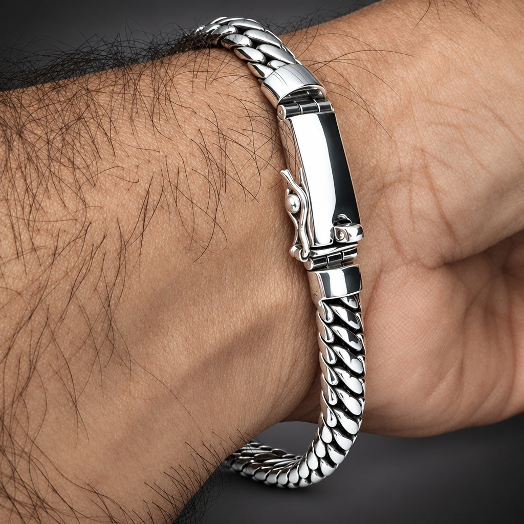 9mm 999 Pure Silver Woven Snake Bracelet with Engraving