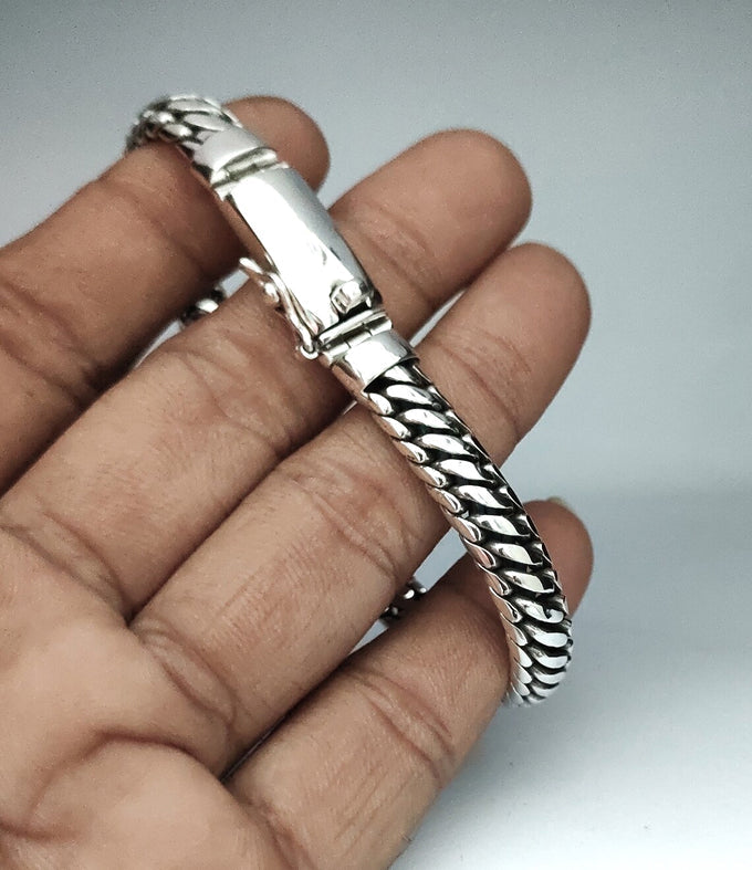 999 silver chain, woven snake bracelet, handmade jewelry, Custom engraving