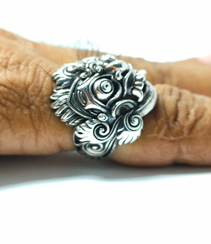 Mens silver ring, Mahakala ring silver, Handmade jewelry, Demon protection Ring.