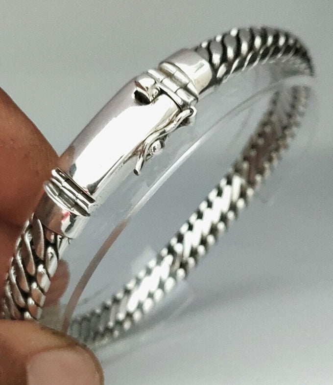 999 silver chain, woven snake bracelet, handmade jewelry, Custom engraving