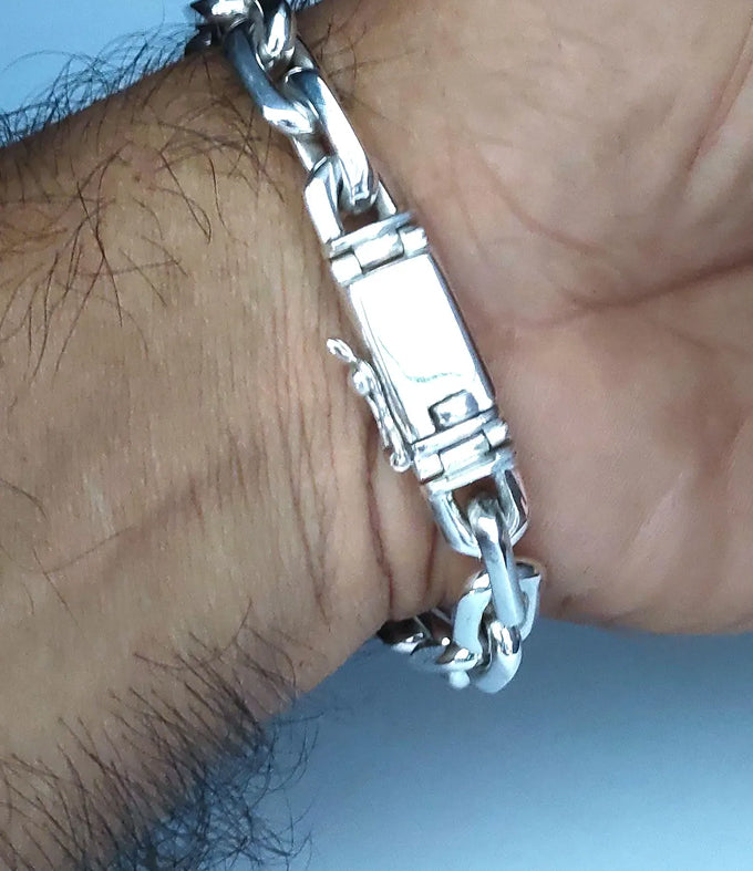 Handmade 999 Silver Anchor Bracelet - Heavy Chain for Men