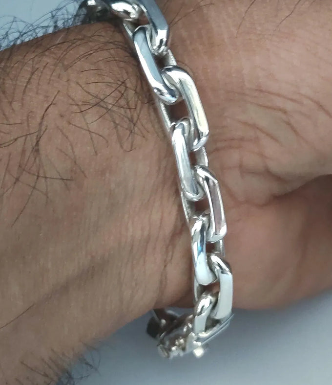 Handmade 999 Silver Anchor Bracelet - Heavy Chain for Men