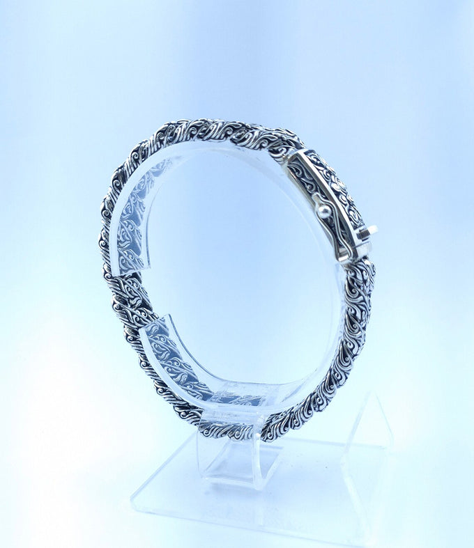 Men's Silver Bracelet, Curb silver link, Handmade jewelry.