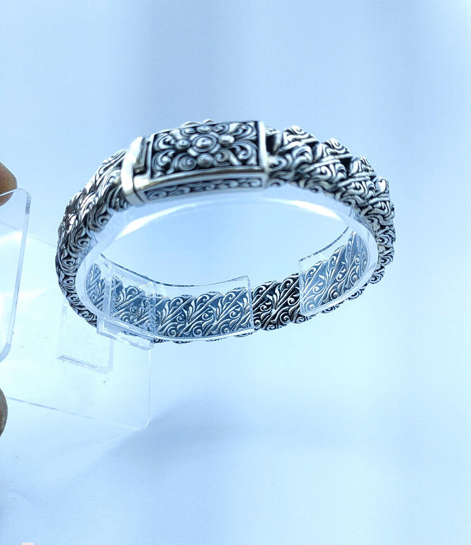 Men's Silver Bracelet, Curb silver link, Handmade jewelry.