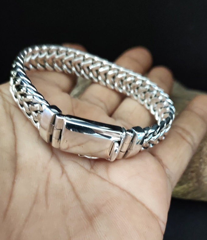 12 mm 999 Men Silver Bracelet, Heavy silver Chain, personalized jewelry