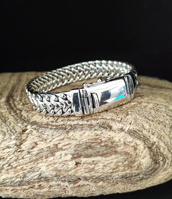 12 mm 999 Men Silver Bracelet, Heavy silver Chain, personalized jewelry