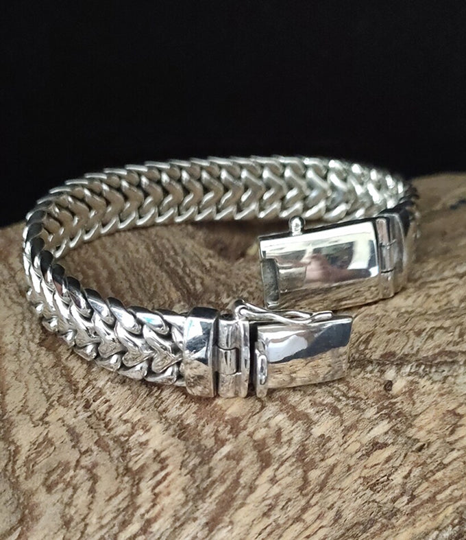 12 mm 999 Men Silver Bracelet, Heavy silver Chain, personalized jewelry