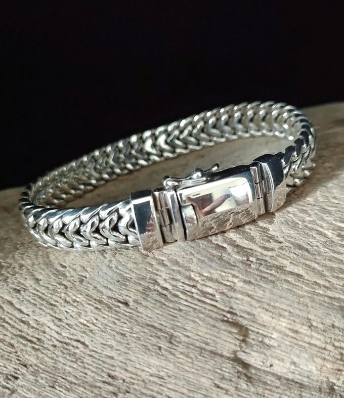 999 Pure Silver Mens Bracelet: Heavy Chain, Personalized Jewelry