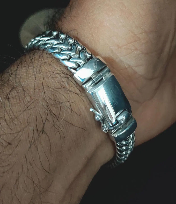 999 Pure Silver Mens Bracelet: Heavy Chain, Personalized Jewelry